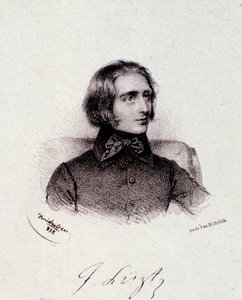 ハンガリーの作曲家フランツ・リスト（1811-1886）の肖像 エングレーヴィング。19世紀ミラノの個人コレクション 作： Anonymous Anonymous