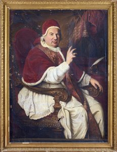 教皇ベネディクト14世（1675年～1758年）の肖像、匿名 .キャンバスに油彩、18世紀後半の作品。サイズ：128x94 cm個人蔵 作： Anonymous Anonymous