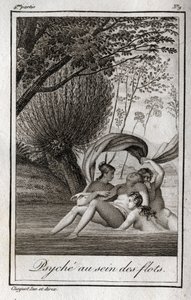 波の中のプシュケ。Charles Albert Demoustier（1760-1801）の「Lettres a Emilie sur la mythologie」（1819年）に掲載された版画。個人蔵。 作： Anonymous Anonymous