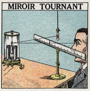 光の反射：回転する鏡。1925年の匿名のイラスト。個人蔵。 作： Anonymous Anonymous