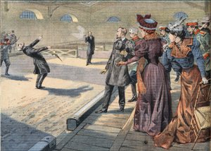 ロシアの将軍、スミルノフとフォックの決闘。新聞「Le Petite Parisien」の挿絵、1908年5月4日。個人蔵。 作： Anonymous Anonymous