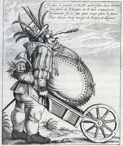 三十年戦争時の帝国軍総司令官マティアス・ガラス（1584-1647）に対する風刺で、1636年に引退した後のもの。17世紀のエングレーヴィング。個人蔵。 作： Anonymous Anonymous