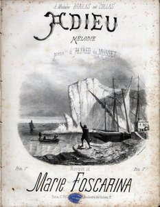 アルフレッド・ド・ミュッセの詩によるマリー・フォスカリーナのメロディー「別れの曲」の楽譜、個人蔵。 作： Anonymous Anonymous