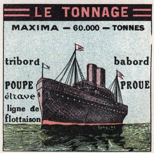 船と船：トン数1925年の匿名のイラスト。個人蔵。 作： Anonymous Anonymous
