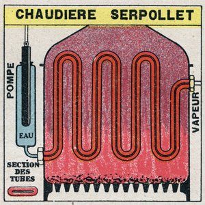 蒸気発生器：ボイラー・セルポレットの断面図。1925年の匿名のイラスト。個人蔵。 作： Anonymous Anonymous