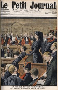 シュタインエイユ事件。判決文の朗読を聞くマルグリット・ステインエイユ（1869-1954） - Le Peiny Journal、1909年11月 作： Anonymous Anonymous
