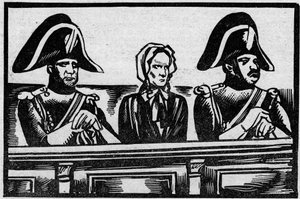 1825年11月、雇い主の近くで起きた幼児殺害事件の裁判で証言台に立ったアンリエット・コルニエのケース。イラストは1931年の "Le petit journal illustrious "より引用。 作： 匿名匿名