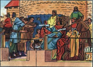 パリ市に憲章を与えたフランス国王ルイ6世（1081-1137）。Collection des souverains et chefs d