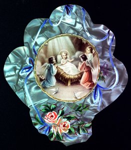 The Nativite.天使を囲む幼いイエス 敬虔なイメージデンテレのポストカード。個人蔵 作： Anonymous Anonymous