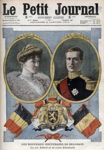 ベルギーの新君主 - アルベール1世とバイエルン王妃エリザベート - 1910年1月の「The Petity Journal」にて - アルベール1世 ベルギー国王(1875-1934)と妻のバイエルン王妃エリザベート(1876-1965) 作： Anonymous Anonymous