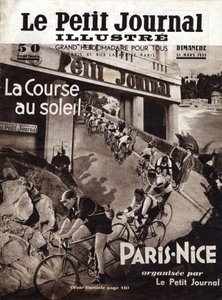 小さな新聞社が企画したパリ・ニースの自転車レース。1935年3月31日の "The Little Illustrous Journal "の表紙。個人蔵 作： Anonymous Anonymous