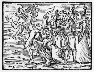 安息日の悪魔の臀部への接吻 - "Compendium Maleficarum", 魔女とその不幸とその救済を扱ったFrancesco Maria Guazzo or Guaccio or Guaccius (15??-16??) 1608年 個人蔵