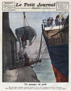 戦後、人々の動物園から譲り受けた象が船で到着する様子。イラストは1921年11月20日の「Le petit journal illustrious」から引用。個人蔵