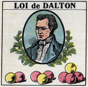 原子のこと。ジョン・ドルトンの法則（1766-1844）。1925年の匿名のイラスト。個人蔵。 作： Anonymous Anonymous
