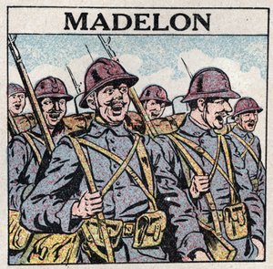 音楽の効果：フランスの歌「ラ・マデロン」は軍隊に勇気を与える。1925年の匿名のイラスト。個人蔵。 作： Anonymous Anonymous