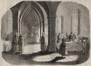 19世紀のロシュフォールのバーニュの病院。ピエール・ザッコーネ（1817-1895）の「Histoire des bagnes depuis leur création à nos jours」（1877年）に掲載されたエングレーヴィング（Colonia Penale - Penal colony）。個人蔵。 作： Anonymous Anonymous