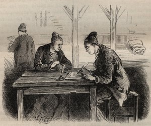 19世紀のトゥーロン・バグネの一般作家。ピエール・ザッコーネ（1817-1895）の「Histoire des bagnes depuis leur création à nos jours」（1877年）に掲載された版画（Colonia Penale - Penal colony）。個人蔵。