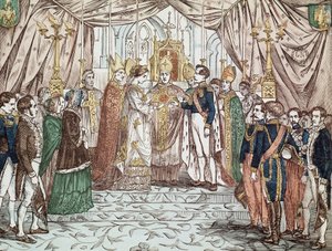 1853年1月30日、聖母マリア大聖堂で行われたナポレオン3世とウジェニア・マリア・デ・モンティホ・デ・グズマンの結婚式(彫刻) 作： Anonymous Anonymous