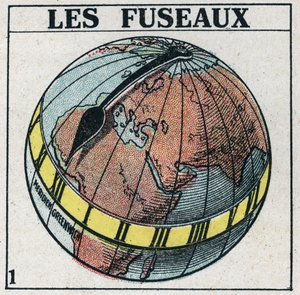 時間：地球のタイムゾーン。1925年の匿名のイラスト。個人蔵。 作： Anonymous Anonymous