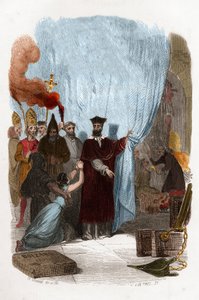 Tomas de Torquemada (1420-1498)、ドミニコ会修道士、スペインで異端審問を組織した人物。19世紀のカラーエングレーヴィング。ビクトル・デ・フェラル、スバーウィック、マヌエル・ガロ著『異端審問とスペインの秘密結社の神秘』に掲載された図版。 作： Anonymous Anonymous
