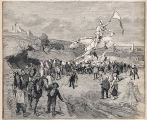 ジャンヌ・ダルク像のパリからシノンへの輸送。1893年8月13日の「Le Petit Parisien」に掲載されたエングレーヴィング。 作： Anonymous Anonymous