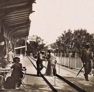 1900年の万国博覧会 - パリの万国博覧会。ローリング・サイドウォーク - 個人蔵 作： Anonymous Anonymous