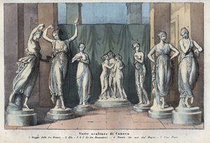 カノーヴァの様々な彫刻-三人の女神-ヒビ-踊る三人の女神-イタリカのヴィーナス-ミューズ-「Usi e Costumi di Tutti i Popoli dell