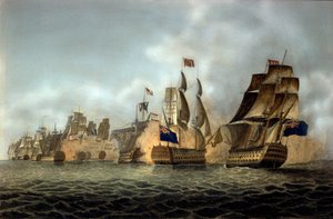1797年2月14日のサン・ヴァンサン岬の戦いの眺め 1798年のエングレーヴィング 作： Anonymous Anonymous