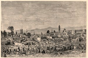 アルメニア（現トルコ）のエルズルム（Erzeroum）の街の風景。Louis-Eugene (Louis Eugene) Louvetによる「Les Missions Catholiques au XIXeme Siecle」に掲載された版画。 作： Anonymous Anonymous