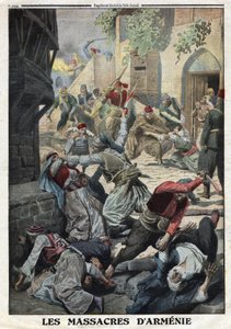 第一次世界大戦、アルメニア人虐殺、オスマントルコによるアルメニア人の破壊、フランスの新聞「Le Petite Journal」12月12日付のイラスト