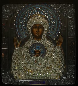 サインの聖母、18世紀初頭。 作： 匿名のロシアのイコン画家