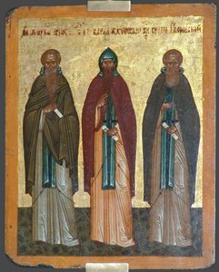 セインツチャリトンコンフェッサー、フティンのバラーム、ラドネジのセルギウス、15世紀 作： Anonymous Russian icon painter