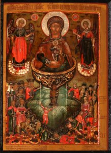 Theotokos生命を与える春、1686 作： Anonymous Russian icon painter