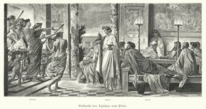 古代ギリシア、アガソンとプラトンの宴（エングレービング