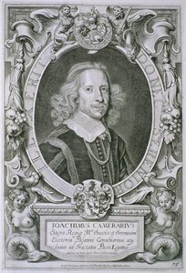 ヨアヒムカメラリウス、「イラストリアスな男性の肖像」から、Petrus de Iodeによって彫刻され、1706年に出版 作： Anselmus van Hulle