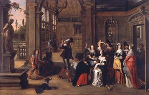 A Game of Forfeits（油彩・パネル 作： Anthonie (circle of) Palamedesz