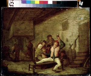 居酒屋で（居酒屋で）。 Anthony Victorijns (?-1655) による絵画。 木に油彩 作： Anthonie Victorijns