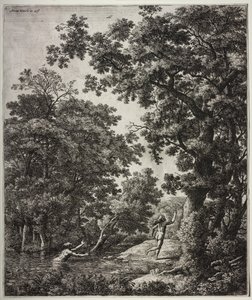 Ovid の Metamorphoses のシーンを含む 6 つの大きな直立した風景 作： Anthonie Waterloo