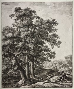 Ovid の Metamorphoses: Venus and Adonis のシーンを含む 6 つの大きな直立風景 作： Anthonie Waterloo