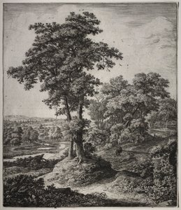 旧約聖書: ユダの不誠実な預言者の場面を含む 6 つの大きな直立した風景 作： Anthonie Waterloo