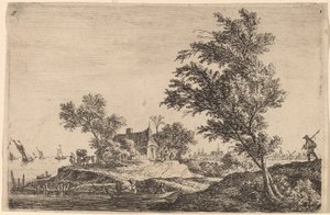 2 本の大木を通過する旅行者 作： Anthonie Waterloo