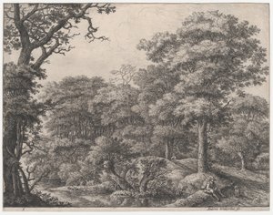 森で休む旅人、17世紀。 作： Anthonie Waterloo