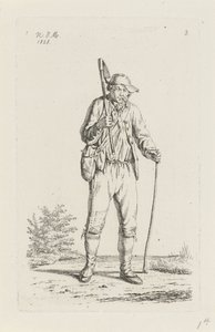 鍬を持つアルデンヌの農夫 オランダ王国の農民と農民の妻（シリーズタイトル） 作： Anthonie Willem Hendrik Nolthenius de Man