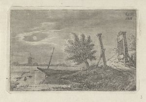 ボートと開いたゲートのある風景 作： Anthonie Willem Hendrik Nolthenius de Man