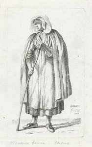 マントと杖を持つ女性 ワロンの農夫の妻 (オブジェクトのタイトル) 作： Anthonie Willem Hendrik Nolthenius de Man