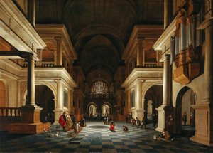 エレガントな人物がいる教会の内部、1632年。 作： Anthonie de Lorme
