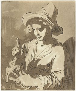 ファンを持つ若い女性 作： Anthonie van den Bos