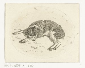 横たわっている犬 作： Anthonie van den Bos