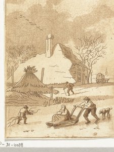 氷のエンターテイメントのある冬の風景 作： Anthonie van den Bos