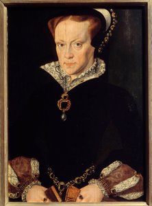 メアリー・テューダー(1516-1558)の肖像 イングランド女王 アントニオ・モーロ(1517-1575)の絵画 16世紀 日0,32x0,23 m 作： after Anthonis Mor van Dashorst